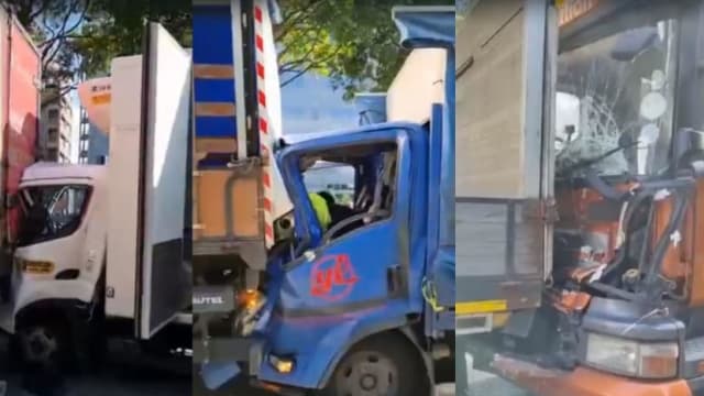 两巴士七重型车在快速公路上连环撞 三人送院