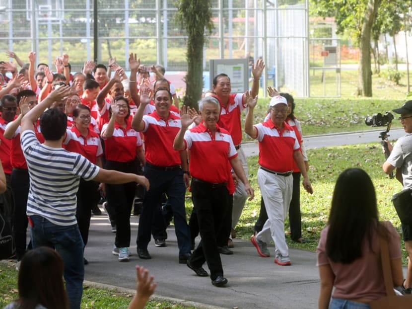 Progress Singapore Party secretary-general Tan Cheng Bock (front row, right) leading a walkabout at Teban Gardens on Jan 12, 2020. Progress Singapore Party secretary-general Tan Cheng Bock (front row, right) leading a walkabout at Teban Gardens on Jan 12, 2020.
