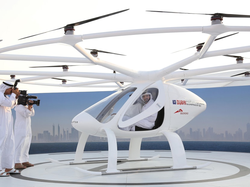 Dubai Crown Prince Sheikh Hamdan bin Mohammed bin Rashid Al Maktoum is seen inside the flying taxi in Dubai, United Arab Emirates on September 25. Photo: REUTERS