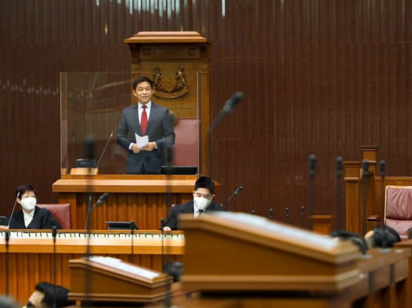 The former Speaker of Parliament Tan Chuan-Jin (standing) overseeing debate in the House. The former Speaker of Parliament Tan Chuan-Jin (standing) overseeing debate in the House.