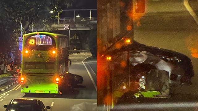 巴耶利峇路上段 双层巴士和汽车碰撞