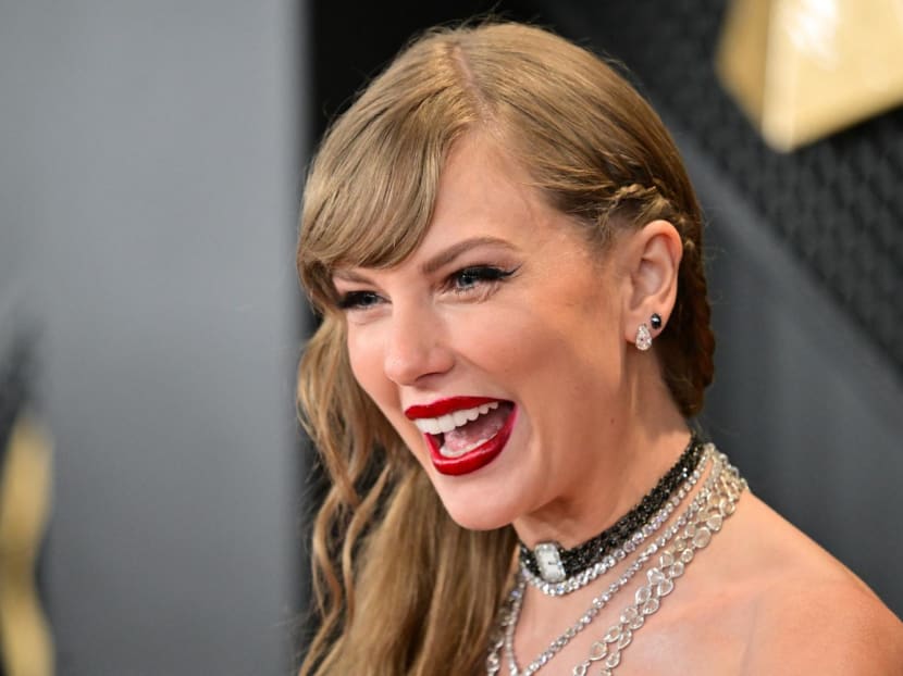 US singer-songwriter Taylor Swift arrives for the 66th Annual Grammy Awards at the Crypto.com Arena in Los Angeles on Feb 4, 2024.