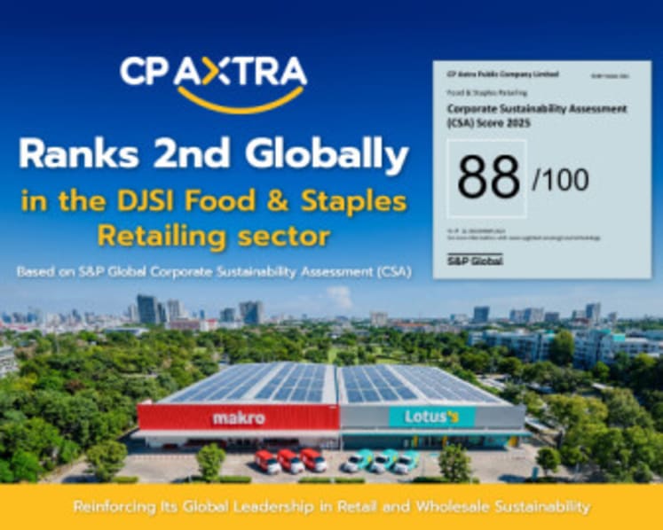 CP AXTRA Achieves 88/100 DJSI Sustainability Score Ranks 2nd Globally in the Food & Staples Retailing Sector, Reinforcing Its Global Leadership in Retail and Wholesale Sustainability