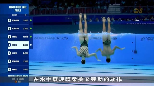 花样游泳混双自由自选决赛 西班牙组合夺得金牌