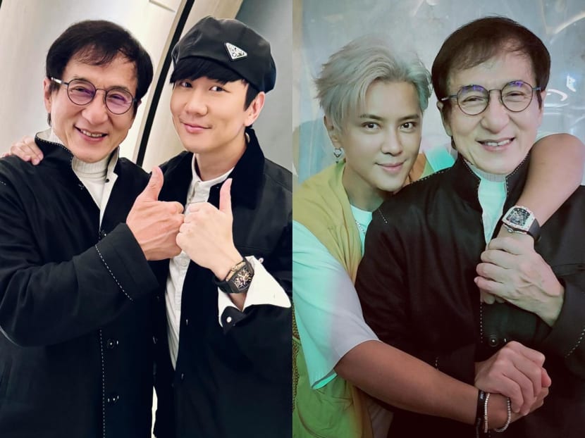 Singers JJ Lin and Show Luo turn into fanboys upon meeting superstar Jackie Chan in Singapore