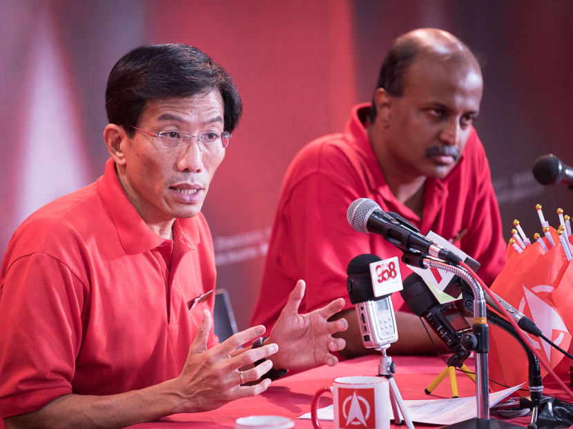 SDP candidates Chee Soon Juan (left) and Paul Tambyah, contesting for Holland-Bukit Timah GRC, speaks at the press conference to address Dr Vivian Balakrishnan's statement on the party's policies. Photo: Ray Chua SDP candidates Chee Soon Juan (left) and Paul Tambyah, contesting for Holland-Bukit Timah GRC, speaks at the press conference to address Dr Vivian Balakrishnan's statement on the party's policies. Photo: Ray Chua