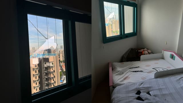 窗户遭组屋外墙粉刷工程砸破 屋主：四岁女儿避过一劫