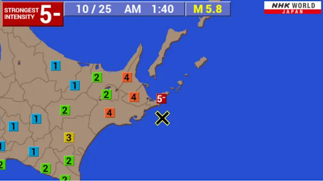 日本北海道发生5.8级地震