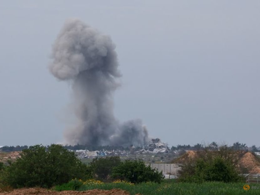 Smoke billows in Gaza, amid the ongoing conflict between Israel and the Palestinian Islamist group Hamas, as seen from southern Israel, on March 21, 2024.
