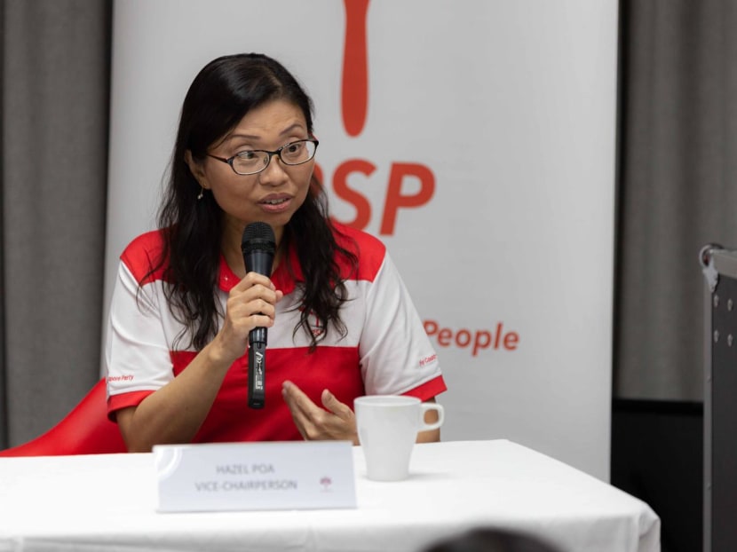 Ms Hazel Poa, vice-chairperson of the Progress Singapore Party, addressing the media at the party's headquarters on May 27, 2023. Ms Hazel Poa, vice-chairperson of the Progress Singapore Party, addressing the media at the party's headquarters on May 27, 2023.