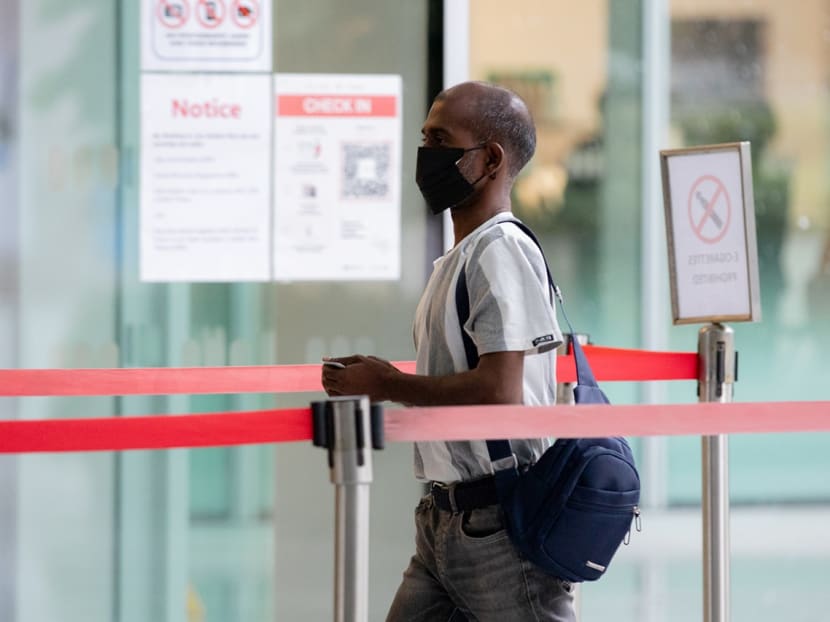 Makesvaran Visuranatham arrives at the State Courts on April 11, 2022. 