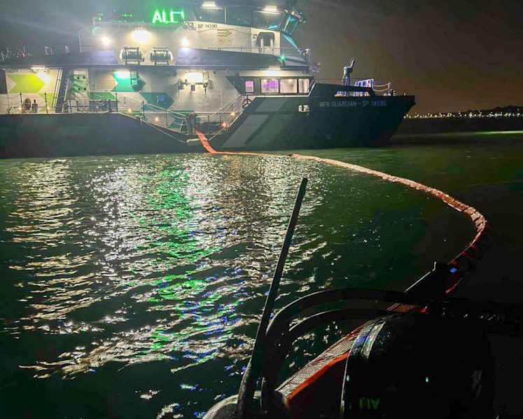 Clean-up off Pulau Ubin, along Changi Beach underway after oil leak at Johor terminal