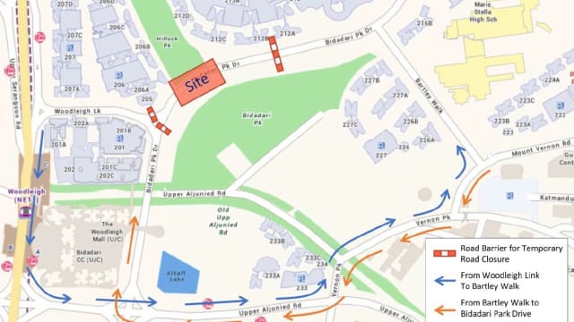 建造行人天桥 碧黛丽园通道部分道路下周三关闭 