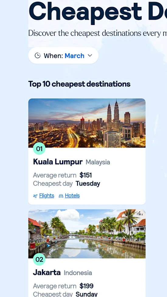 2026年每月10大最便宜旅游目的地