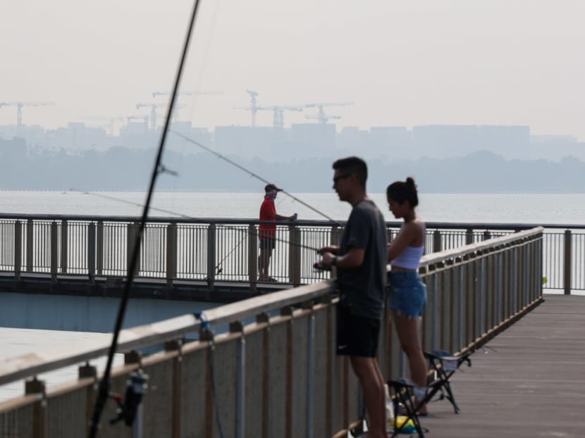 The haze seen from Changi beach at around 5pm on Oct 7, 2023.