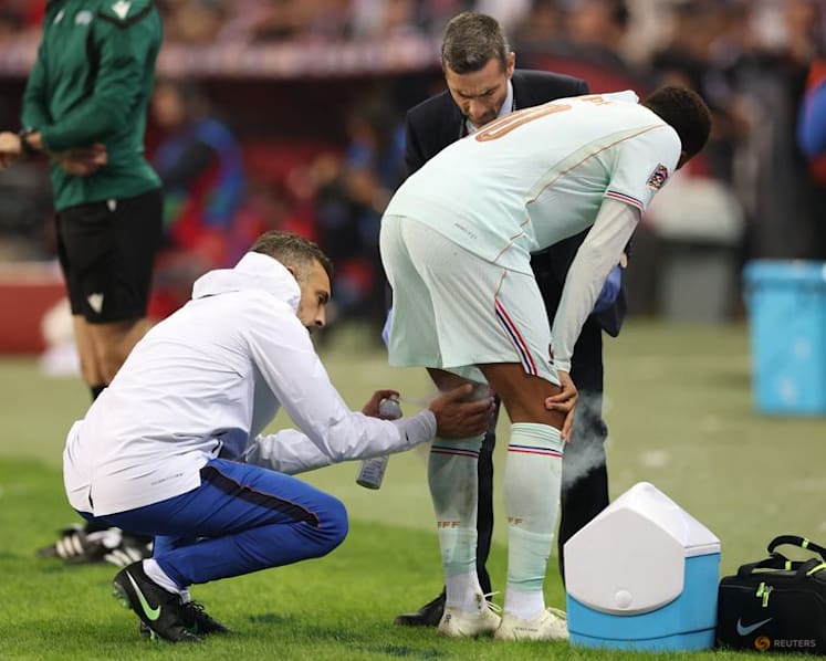 France's Mbappe forced off with apparent knee injury in Turkey clash