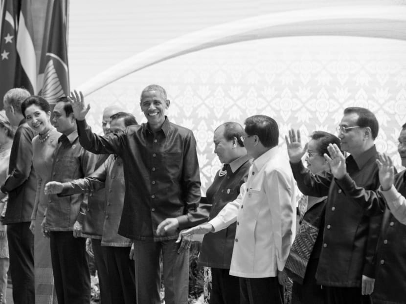 United States President Barack Obama with Asean leaders and their spouses, and key dialogue partners at the gala dinner for the 28th and 29th Asean Summits and Other Related Summits in Vientiane, Laos, in September. President Trump will not put the same priority as Mr Obama on attendance at the East Asia Summit, or on the elaboration of a new regional architecture. Photo: AP