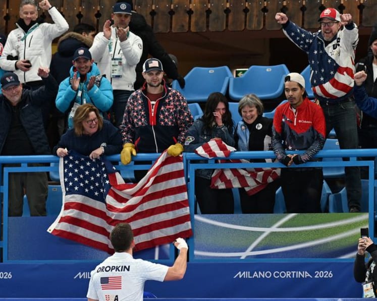 Curling-US curler Dropkin thrills crowds at Milano Cortina Games