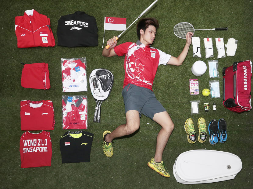 National shuttler Derek Wong poses for a portrait with items he will be bringing to the 2016 Olympics. Photo: Jason Quah/TODAY