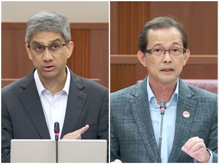 Mr Leon Perera (left) from the Workers' Party and Mr Leong Mun Wai (right) from the Progress Singapore Party speaking in Parliament on April 18, 2023. Mr Leon Perera (left) from the Workers' Party and Mr Leong Mun Wai (right) from the Progress Singapore Party speaking in Parliament on April 18, 2023.