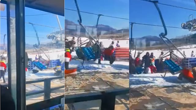 中国滑雪场缆车失控 乘客半空跳下保命