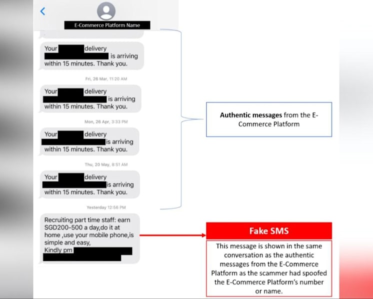 Police warn of job scams involving SMSes spoofing Lazada 