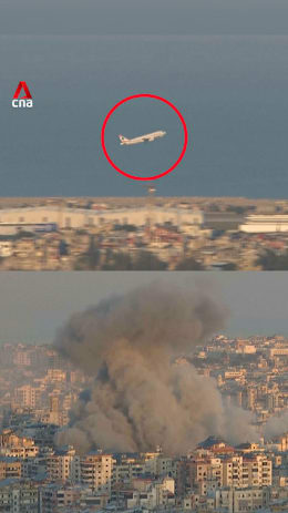 Middle East Airlines plane takes off amid smoke, explosions in Beirut