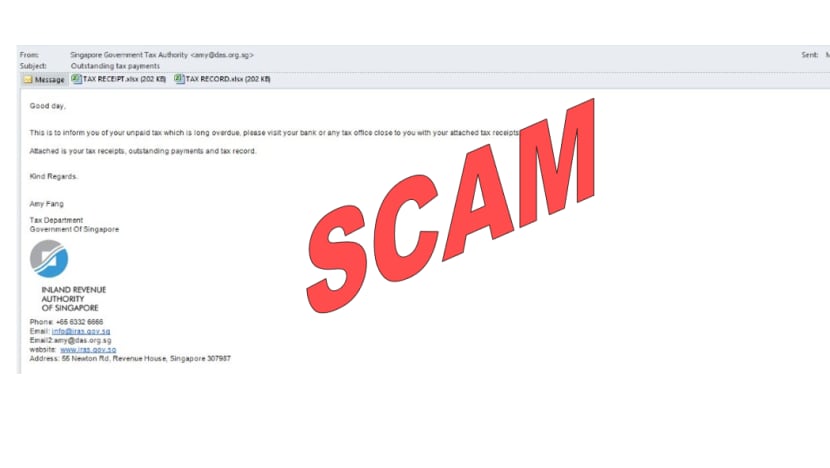 Scam alert: Iras warns of email impersonating tax collectors issuing notices on overdue payments