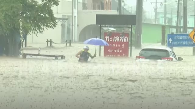 泰国难府暴雨成灾 波及17村居民