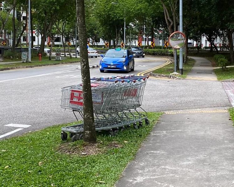 Abandoned NTUC FairPrice trolleys a daily occurrence for Rivervale Crescent residents