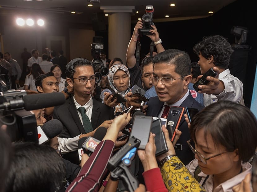 Mr Azmin Ali speaking to reporters on June 18, 2019.