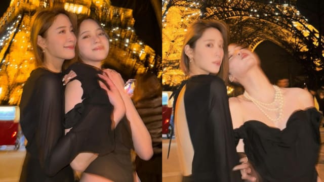 欧阳妮妮同框欧阳娜娜　一转身露大片美背