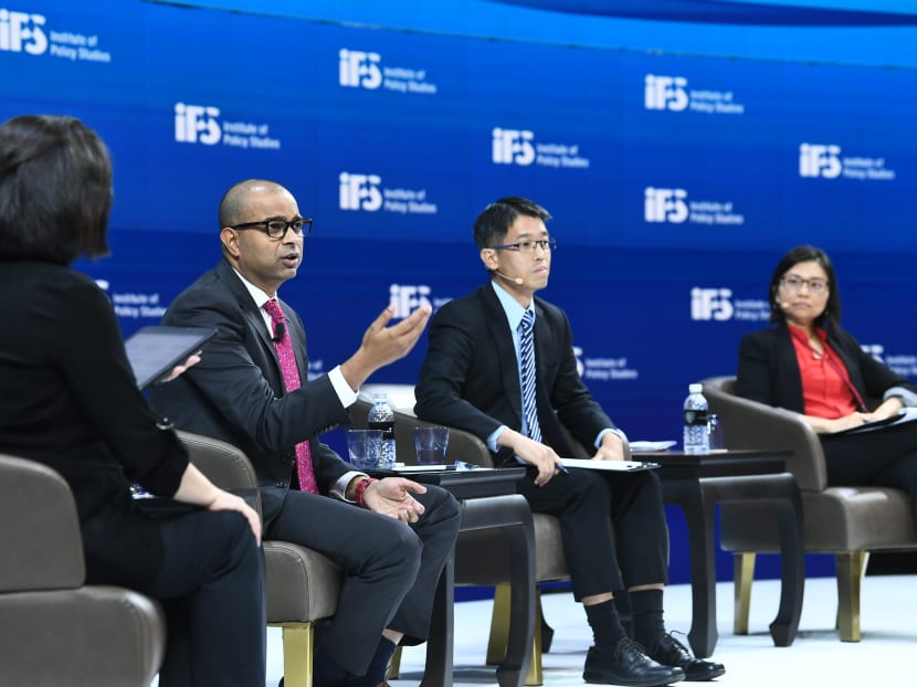(Second from left) The People’s Action Party’s (PAP) Janil Puthucheary, the Workers’ Party’s (WP) Gerald Giam, and the Progress Singapore Party’s (PSP) Hazel Poa.