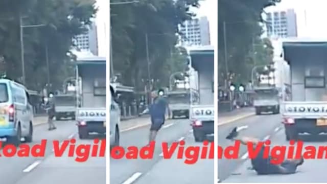 乱过马路遇高速行驶车 老翁图伸手挡车险被撞