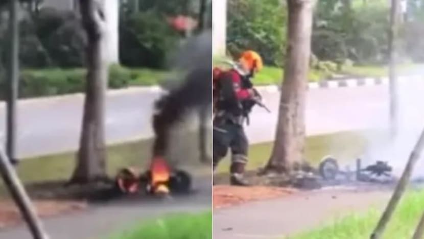 Food delivery rider's e-scooter catches fire in Sengkang
