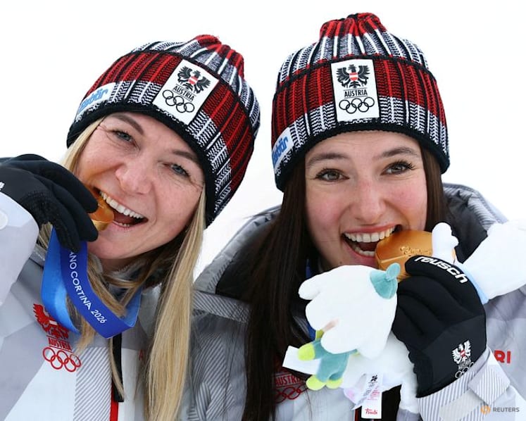 Alpine skiing-Austria win surprise team combined gold as Shiffrin misses out again