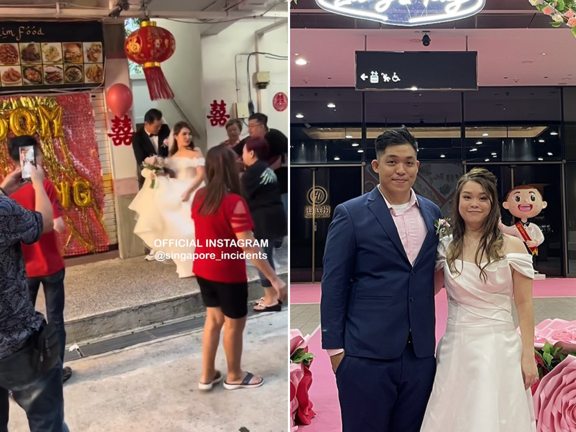 Two couples in Singapore created a buzz online after they held their wedding receptions at a Lengkok Bahru coffee shop (left) and Haidilao restaurant (right). Two couples in Singapore created a buzz online after they held their wedding receptions at a Lengkok Bahru coffee shop (left) and Haidilao restaurant (right).