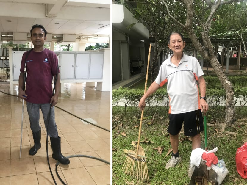 Mr Abdul Kader (left) and Mr Pang Lin Seng, the cleaners who spoke to TODAY, said that the littering problem is big and cannot be solved in a one-day annual exercise. Mr Abdul Kader (left) and Mr Pang Lin Seng, the cleaners who spoke to TODAY, said that the littering problem is big and cannot be solved in a one-day annual exercise.