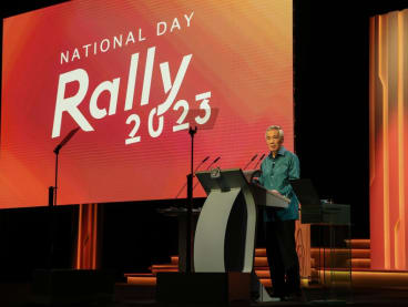 Prime Minister Lee Hsien Loong speaking at the National Day Rally 2023 on Aug 20, 2023.