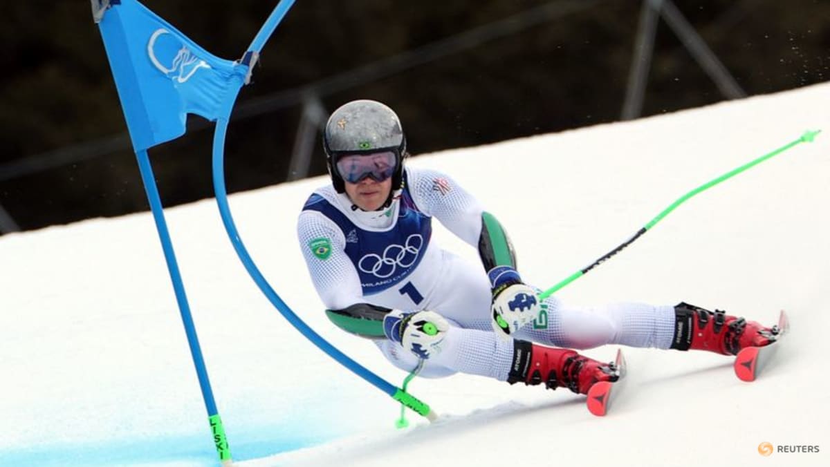 Alpine skiing-Brazil's Pinheiro Braathen on course for historic gold in giant slalom