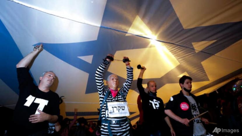 Thousands protest against Israel's Netanyahu ahead of vote