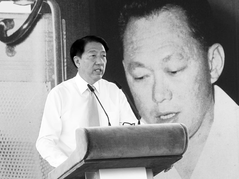 Deputy Prime Minister Teo Chee Hean speaking at the launch of the reprint of The Battle for Merger at the National Library yesterday. Photo: Ooi Boon Keong
