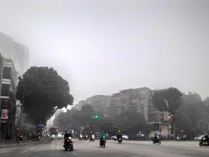 A view of traffic amid air pollution in Hanoi, Vietnam on Feb 2, 2024.