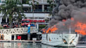 Luxury yacht catches fire at Sentosa Cove marina