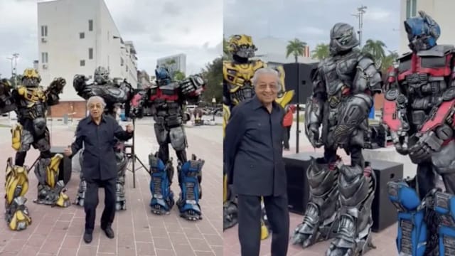 百岁马哈迪与变形金刚共舞  网民：舞技不输特朗普