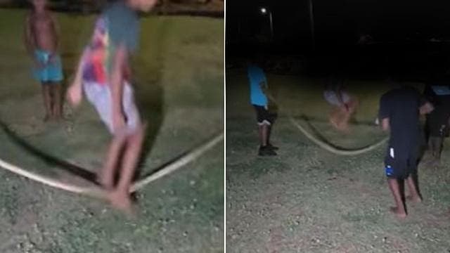 澳洲“熊孩子”拿蟒蛇当跳绳 或将面临高额罚款