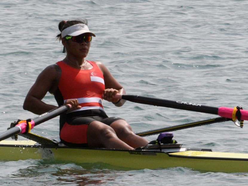 Rower Joan Poh Xue Hua at Palembang.