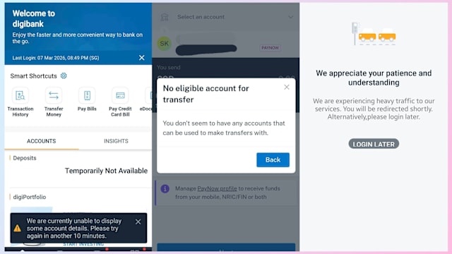 星展和储蓄银行应用疑似故障 用户申诉无法付款和转账