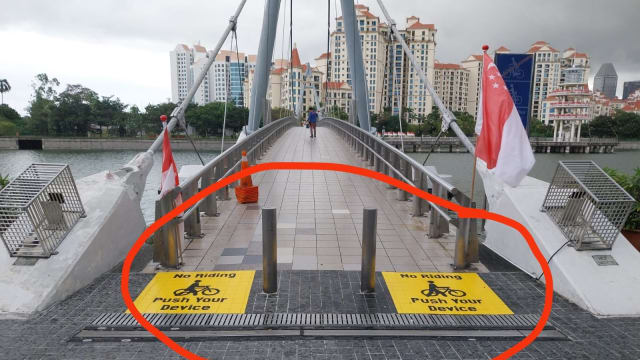 林谋泉：丹戎禺行人天桥 禁止骑脚踏车
