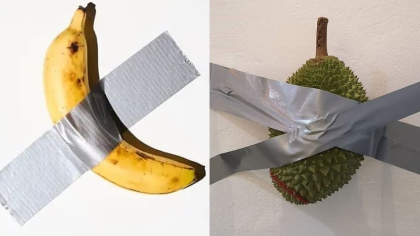 Taped durian art: Singaporean vendor pokes fun at the viral ‘duct-taped banana’ masterpiece